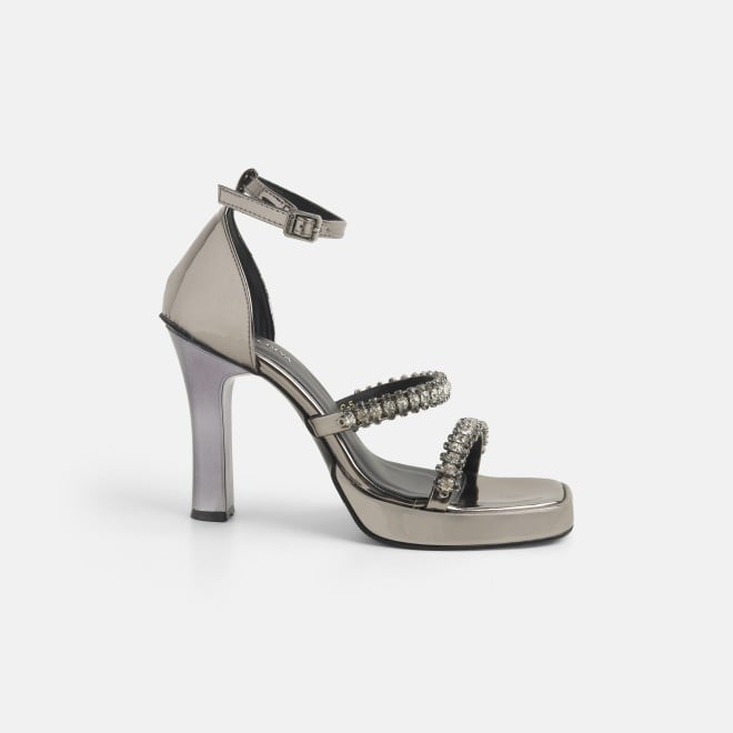 Haute Diva Women Gun-Metal Party Sandals (SKU: 54-184-29-39)