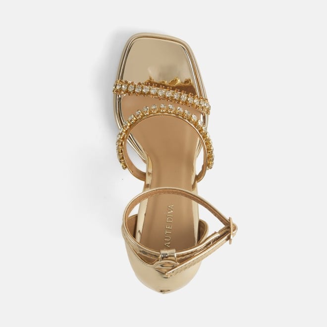 Haute Diva Women Gold Party Sandals (SKU: 54-184-15-36)