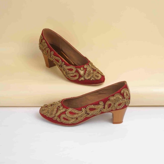 Mochi Women Maroon Wedding Pumps