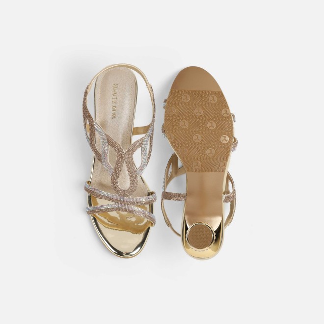 Haute Diva Women Gold Wedding Sandals (SKU: 54-210-15-36)