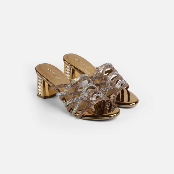 Haute Diva Women Antic-gold Wedding Slip Ons (SKU: 54-211-28-36)