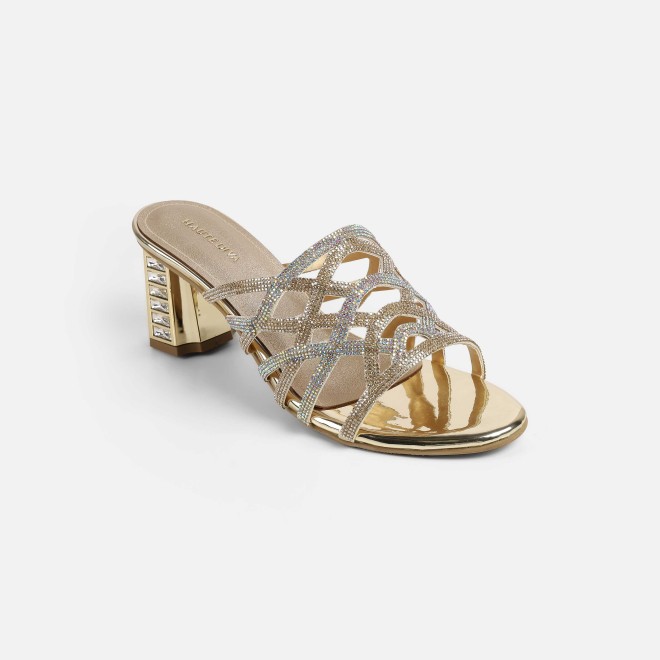 Haute Diva Women Gold Wedding Slip Ons (SKU: 54-211-15-36)