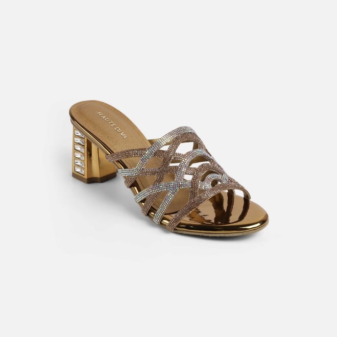 Haute Diva Women Antic-gold Wedding Slip Ons (SKU: 54-211-28-36)
