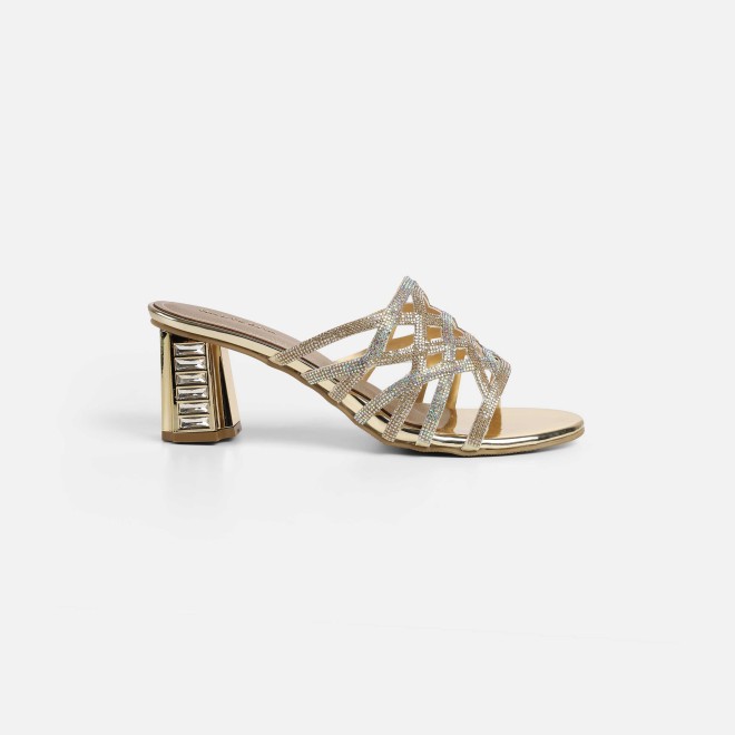 Haute Diva Women Gold Wedding Slip Ons (SKU: 54-211-15-36)