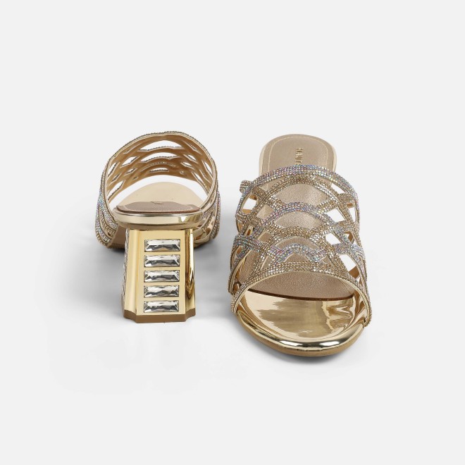 Haute Diva Women Gold Wedding Slip Ons (SKU: 54-211-15-36)