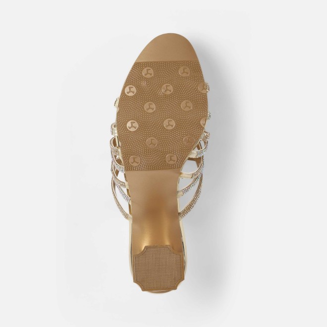 Haute Diva Women Gold Wedding Slip Ons (SKU: 54-211-15-36)