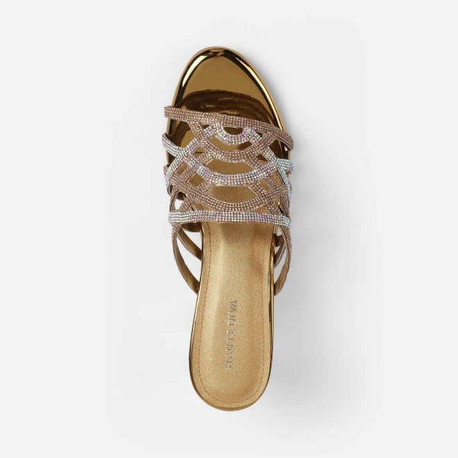 Haute Diva Women Antic-gold Wedding Slip Ons (SKU: 54-211-28-36)