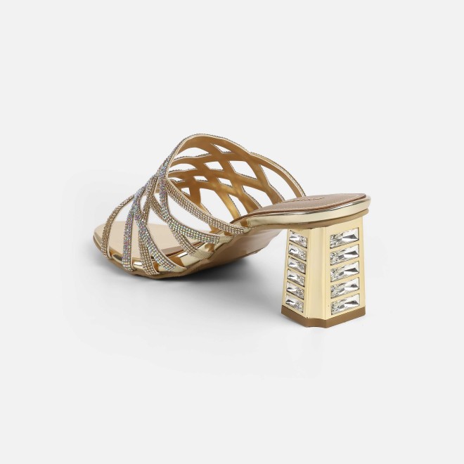 Haute Diva Women Gold Wedding Slip Ons (SKU: 54-211-15-36)