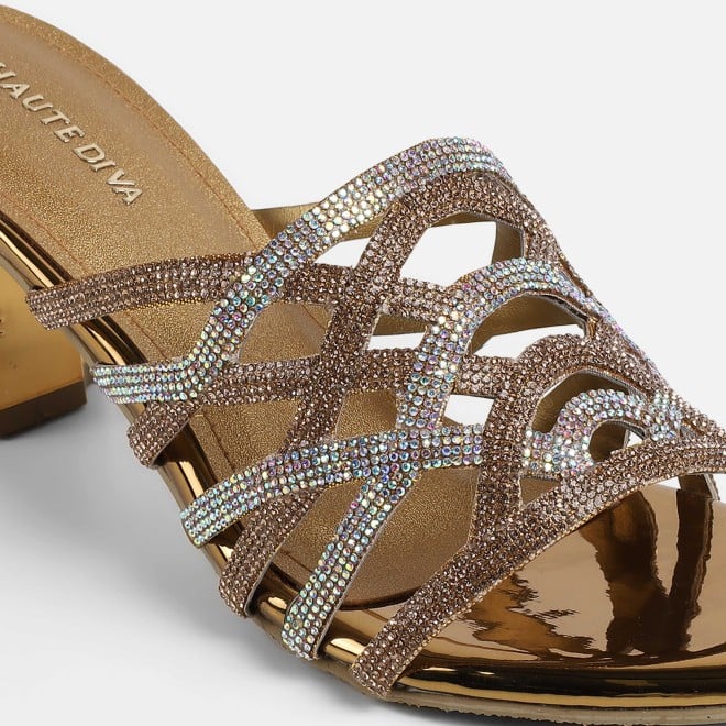 Haute Diva Women Antic-gold Wedding Slip Ons (SKU: 54-211-28-36)