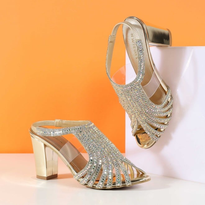 Haute Diva Women Gold Wedding Sandals