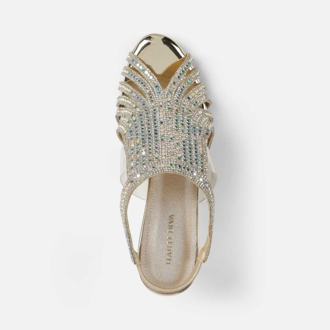 Haute Diva Women Gold Wedding Sandals (SKU: 54-212-15-36)