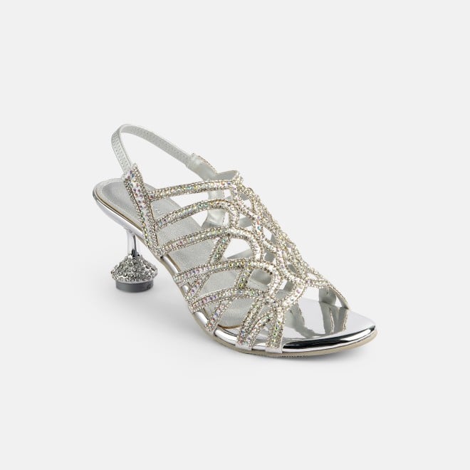 Haute Diva Women Silver Wedding Sandals