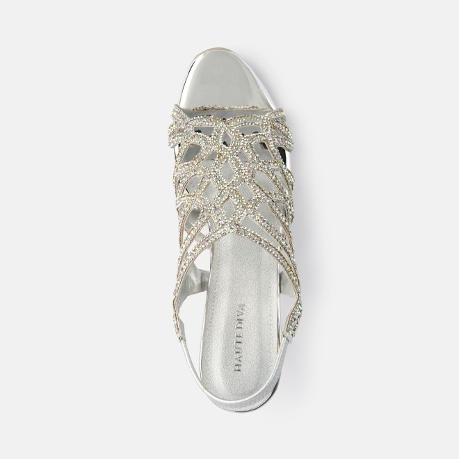 Haute Diva Women Silver Wedding Sandals (SKU: 54-214-27-37)