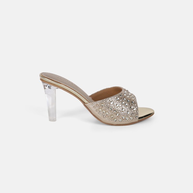 Haute Diva Women Gold Party Slip Ons (SKU: 54-215-15-36)