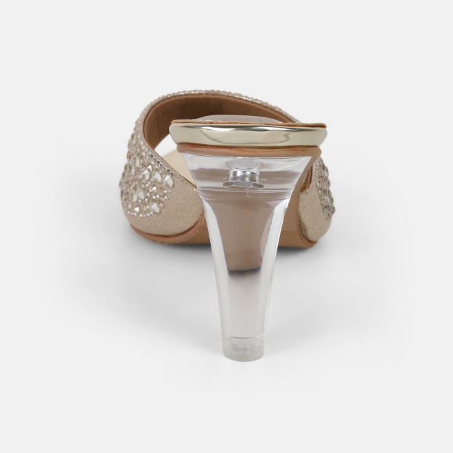 Haute Diva Women Gold Party Slip Ons (SKU: 54-215-15-36)