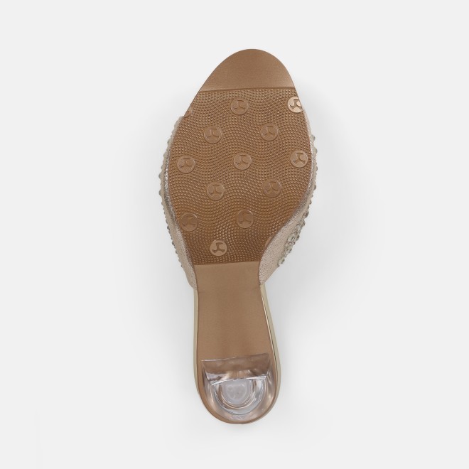 Haute Diva Women Gold Party Slip Ons (SKU: 54-215-15-36)