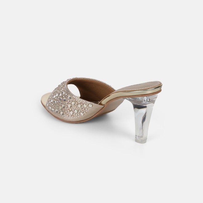 Haute Diva Women Gold Party Slip Ons (SKU: 54-215-15-36)