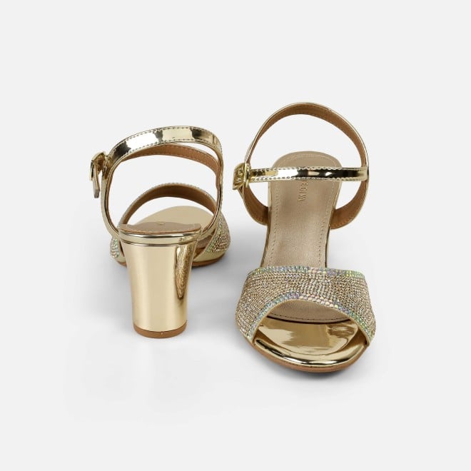 Haute Diva Women Gold Party Sandals (SKU: 54-216-15-36)