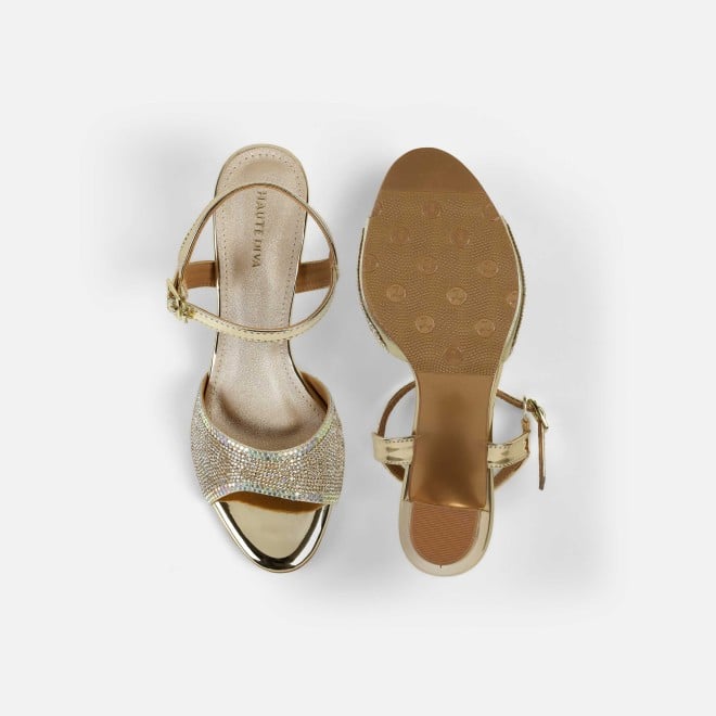 Haute Diva Women Gold Party Sandals (SKU: 54-216-15-36)