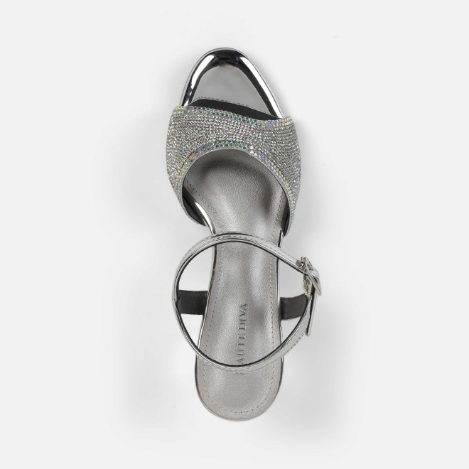 Haute Diva Women Silver Party Sandals (SKU: 54-216-27-36)