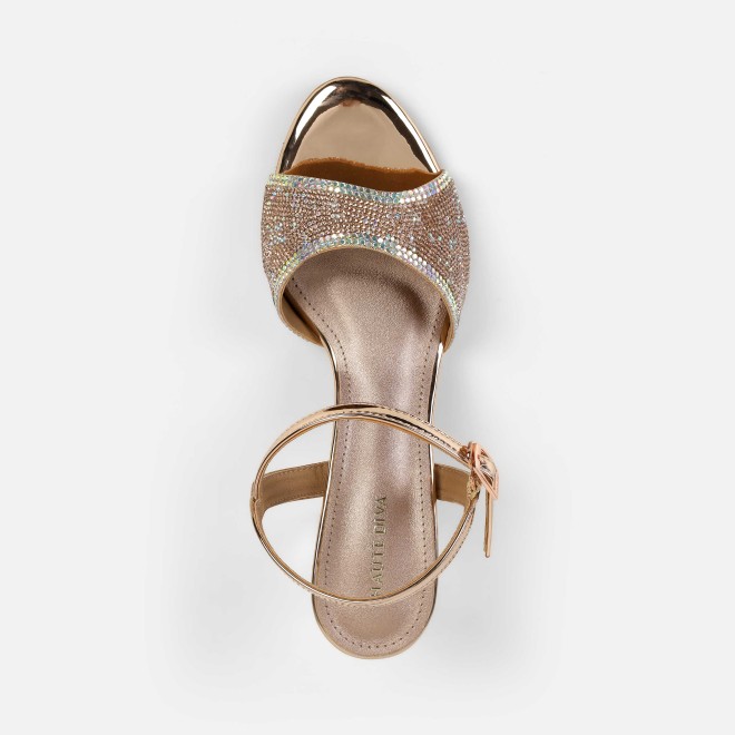 Haute Diva Women Rose-gold Party Sandals (SKU: 54-216-52-36)