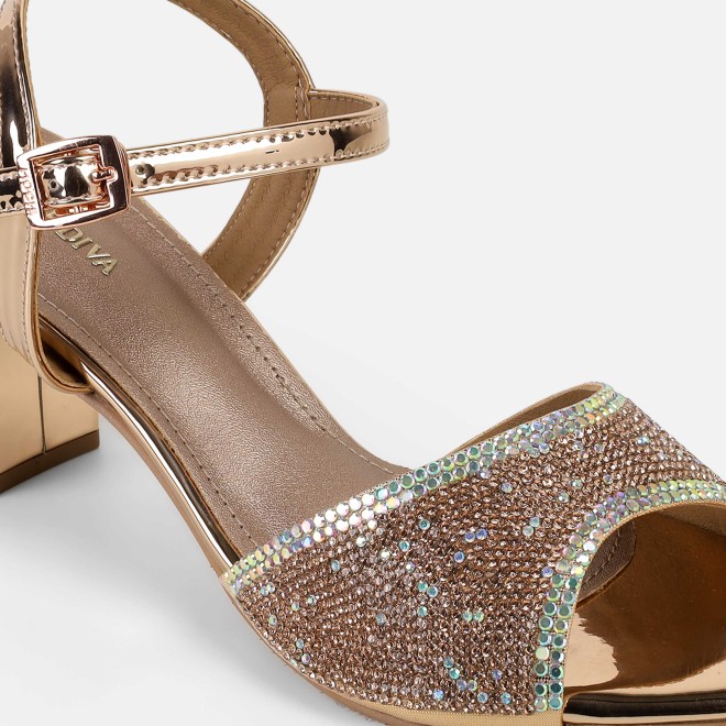 Haute Diva Women Rose-gold Party Sandals (SKU: 54-216-52-36)