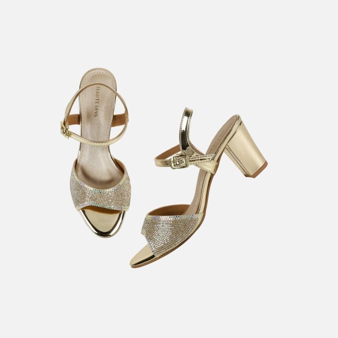 Haute Diva Women Gold Party Sandals (SKU: 54-216-15-36)