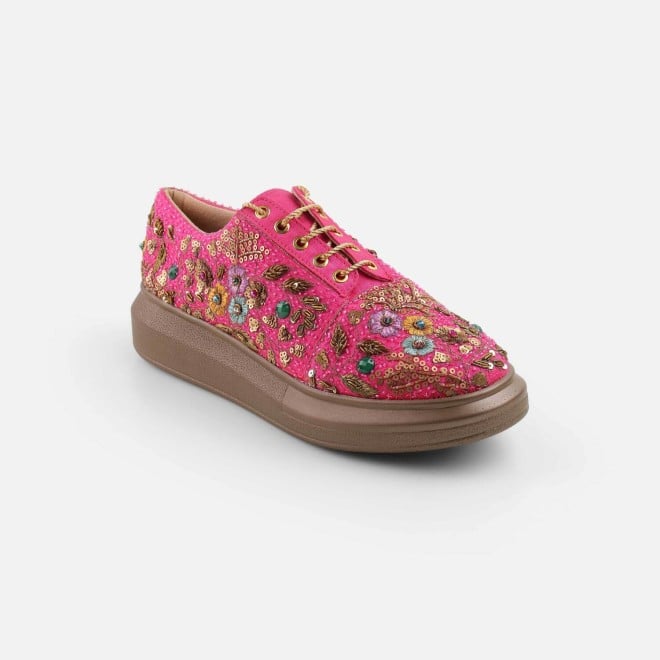 Mochi Women Pink Ethnic Sneakers (SKU: 54-222-24-37)