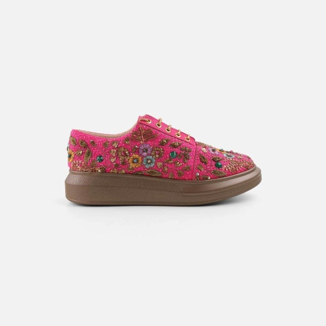 Mochi Women Pink Ethnic Sneakers (SKU: 54-222-24-37)