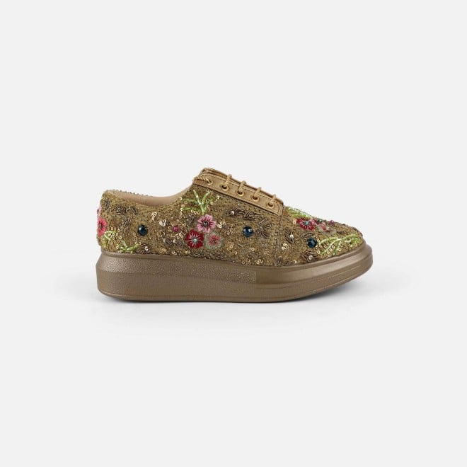 Mochi Women Antic-gold Ethnic Sneakers (SKU: 54-222-28-37)