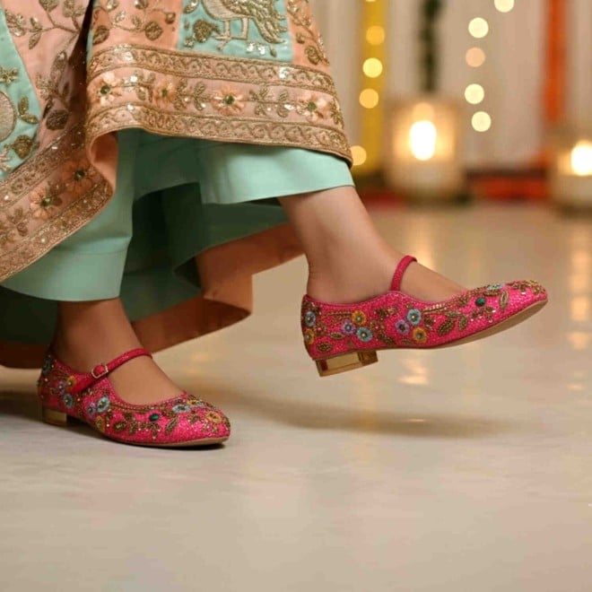 Mochi Women Pink Ethnic Ballerinas