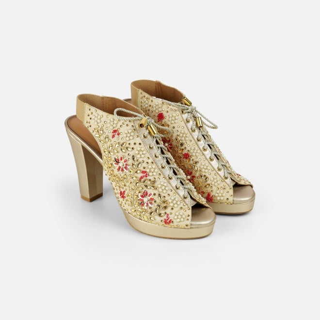 Haute Diva Women Gold Party Sandals (SKU: 54-226-15-36)