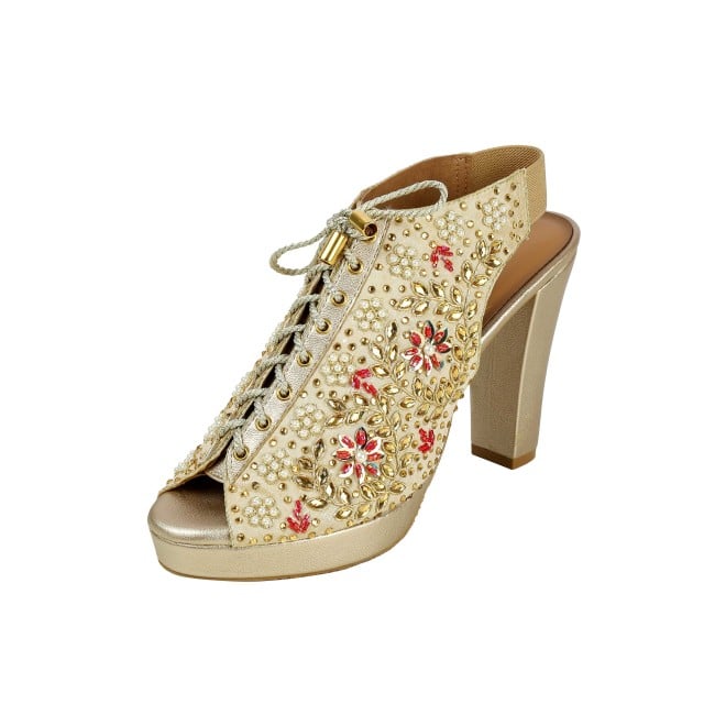 Haute Diva Women Gold Party Sandals (SKU: 54-226-15-36)