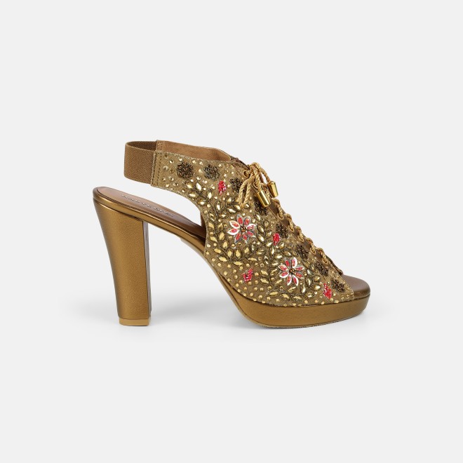 Haute Diva Women Antic-gold Party Sandals (SKU: 54-226-28-36)