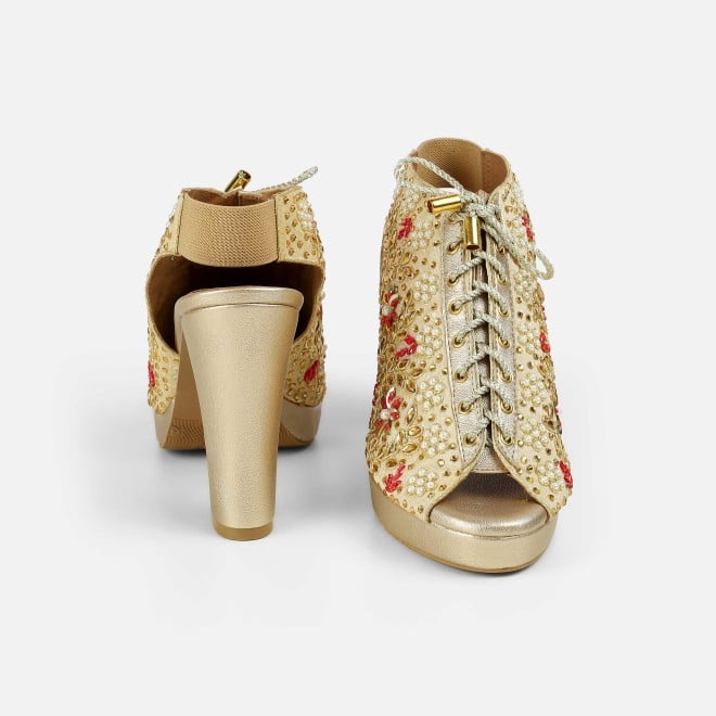 Haute Diva Women Gold Party Sandals (SKU: 54-226-15-36)