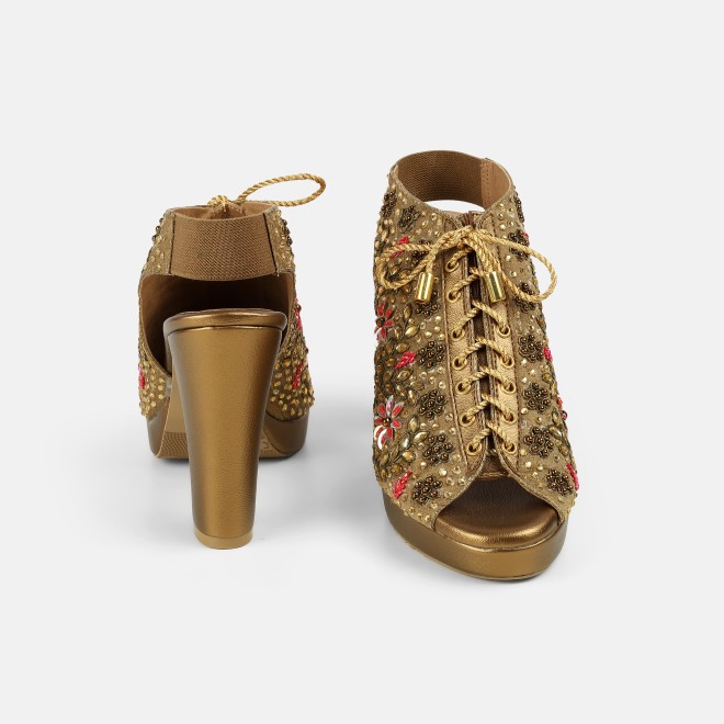 Haute Diva Women Antic-gold Party Sandals (SKU: 54-226-28-36)