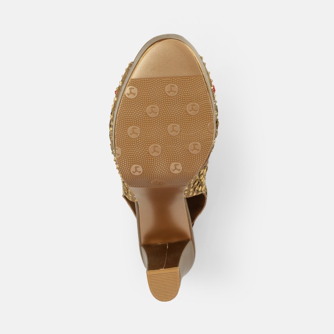 Haute Diva Women Antic-gold Party Sandals (SKU: 54-226-28-36)