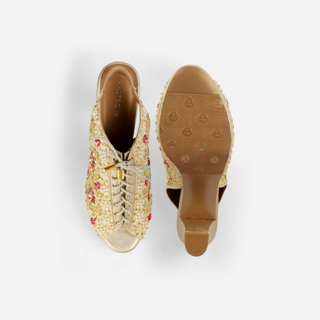 Haute Diva Women Gold Party Sandals (SKU: 54-226-15-36)