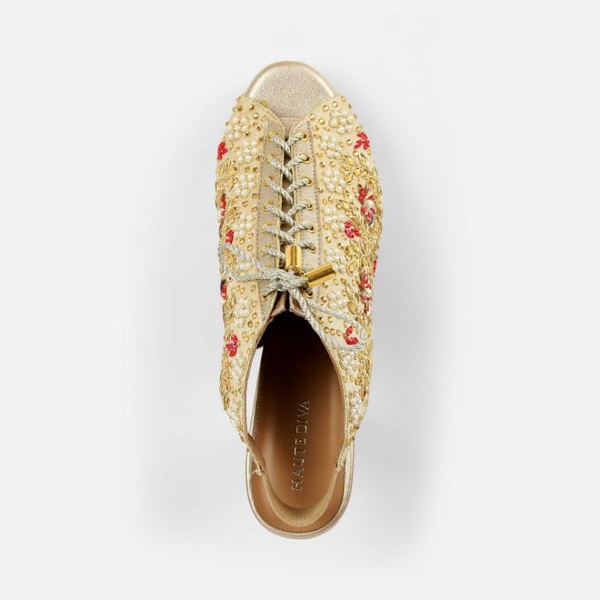 Haute Diva Women Gold Party Sandals (SKU: 54-226-15-36)