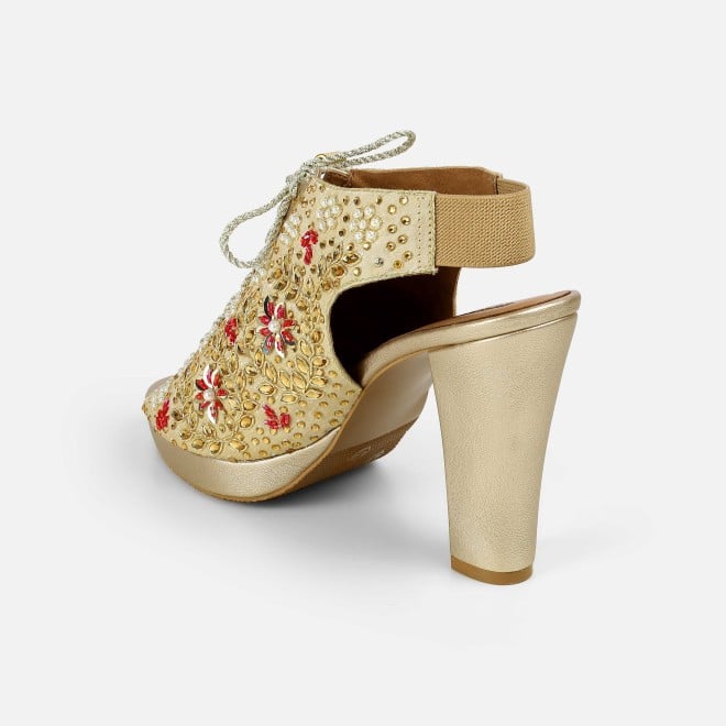 Haute Diva Women Gold Party Sandals (SKU: 54-226-15-36)