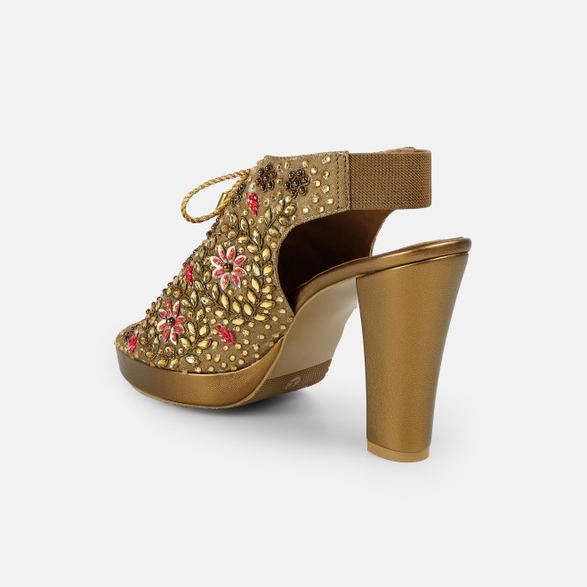 Haute Diva Women Antic-gold Party Sandals (SKU: 54-226-28-36)