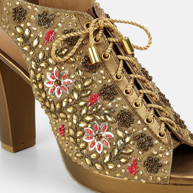 Haute Diva Women Antic-gold Party Sandals (SKU: 54-226-28-36)