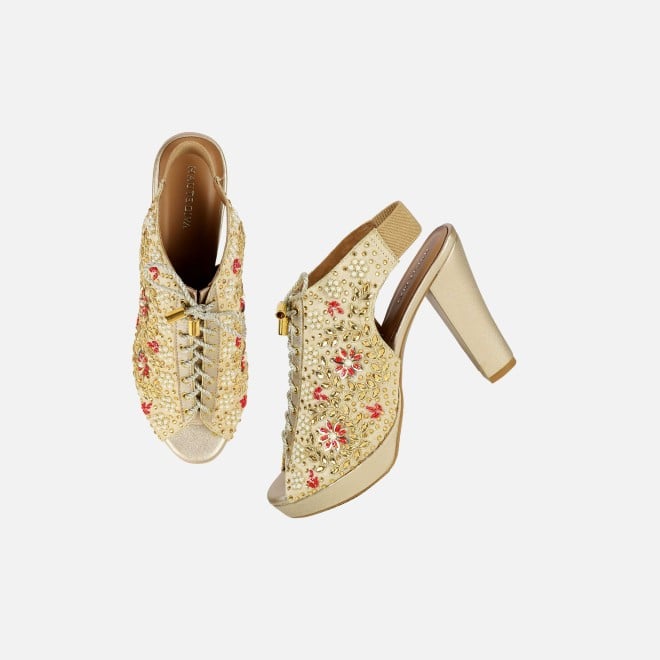 Haute Diva Women Gold Party Sandals (SKU: 54-226-15-36)