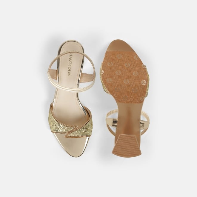 Haute Diva Women Gold Party Sandals (SKU: 54-238-15-36)