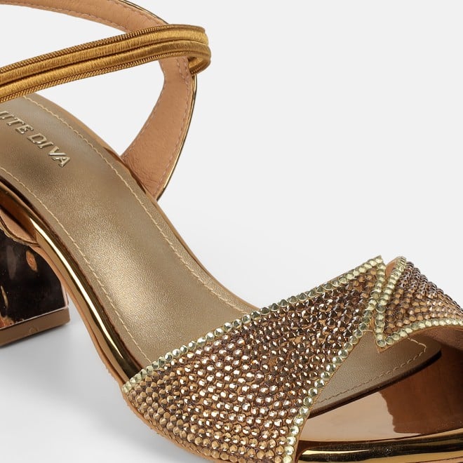 Haute Diva Women Antic-gold Party Sandals (SKU: 54-238-28-36)