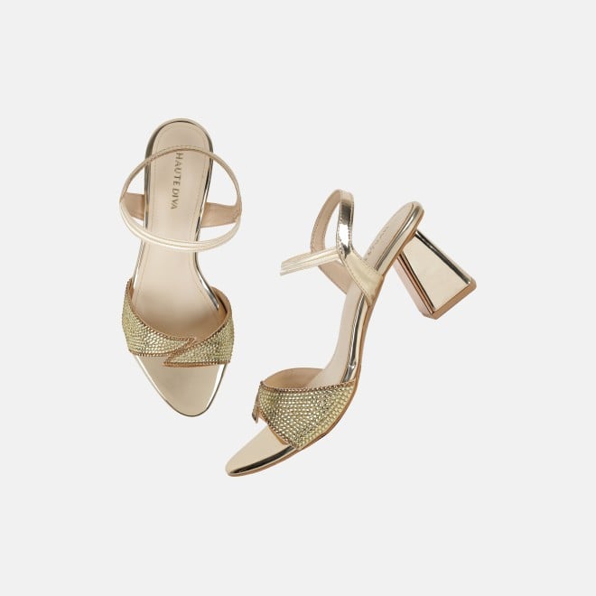 Haute Diva Women Gold Party Sandals (SKU: 54-238-15-36)