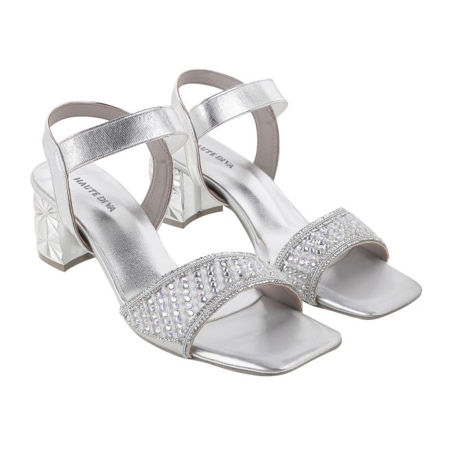 Haute Diva Women Silver Wedding Sandals