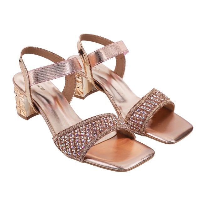 Haute Diva Women Rose-Gold Wedding Sandals