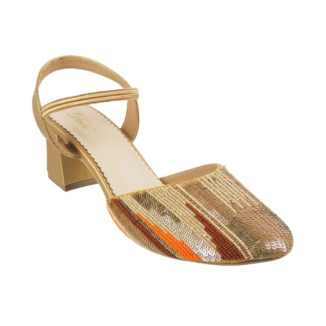 Haute Diva Antique-Gold Casual Sandals for Women