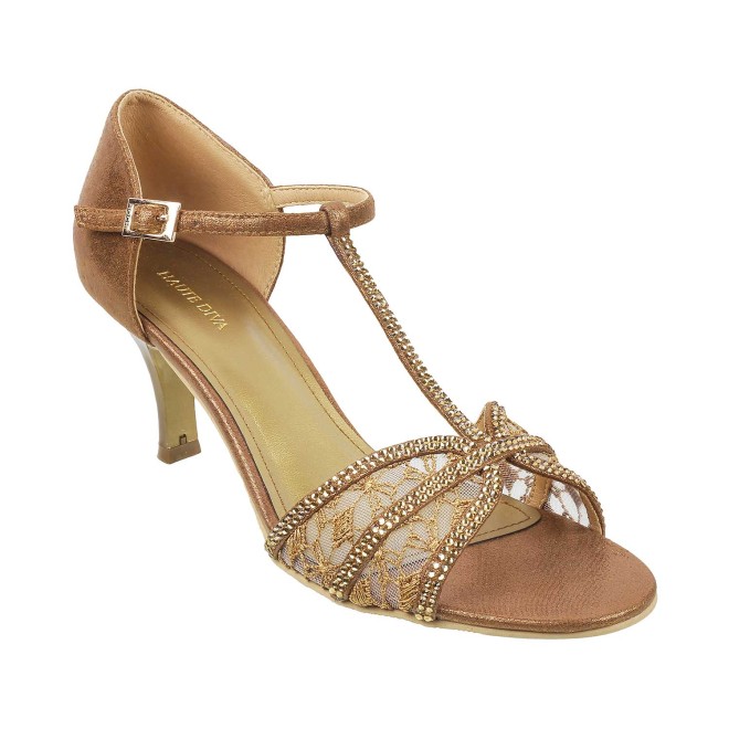 Haute Diva Antique-Gold Party Sandals